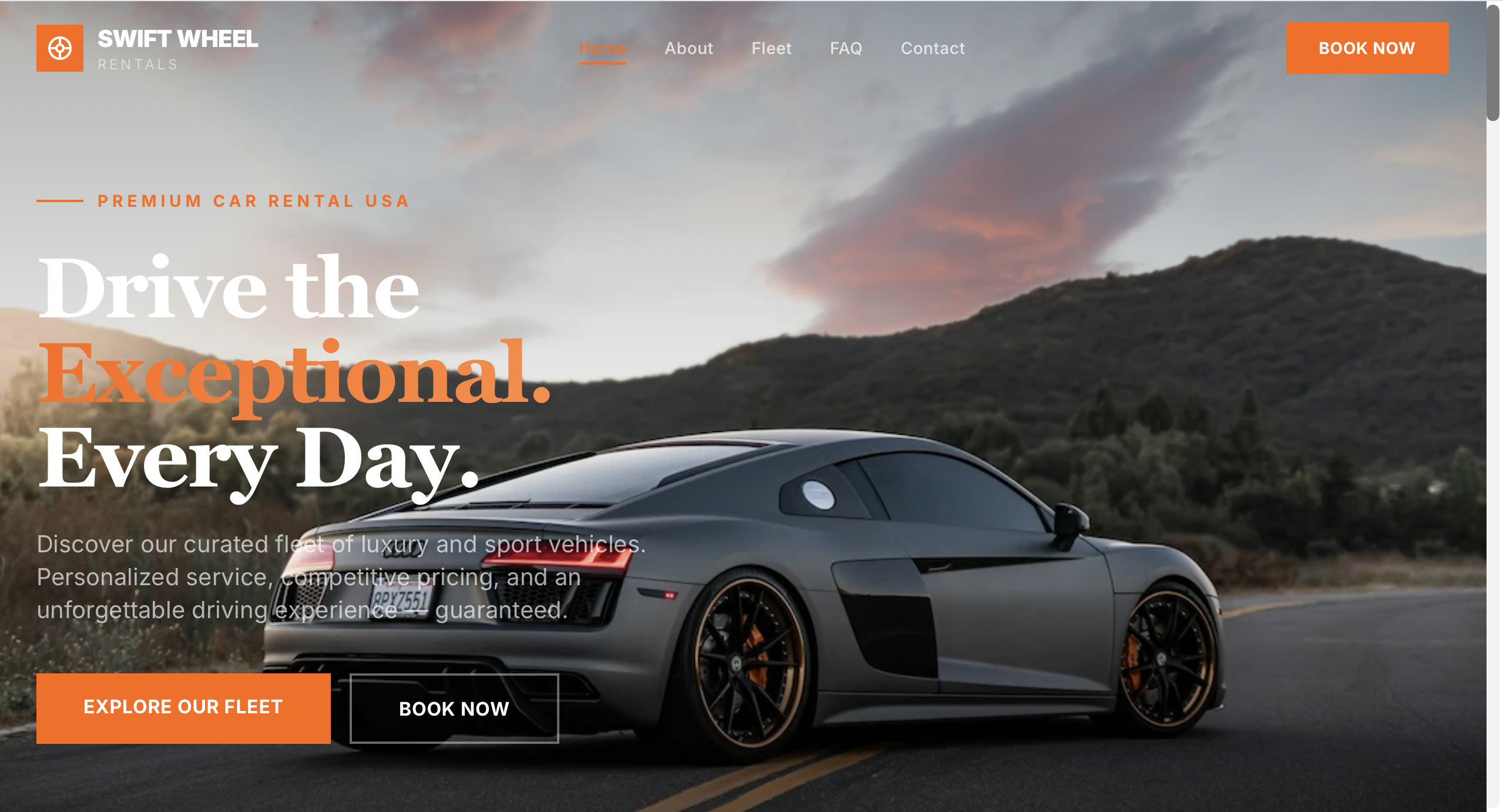 Swift Wheels Rental website