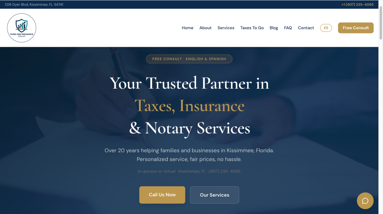 Taxes Insurance Group website